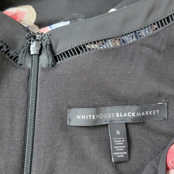 WHBM Black Elegant Boho Floral Embroidered Cold Shoulder Ruffled Maxi Dress Sz 6 - Picture 11 of 16